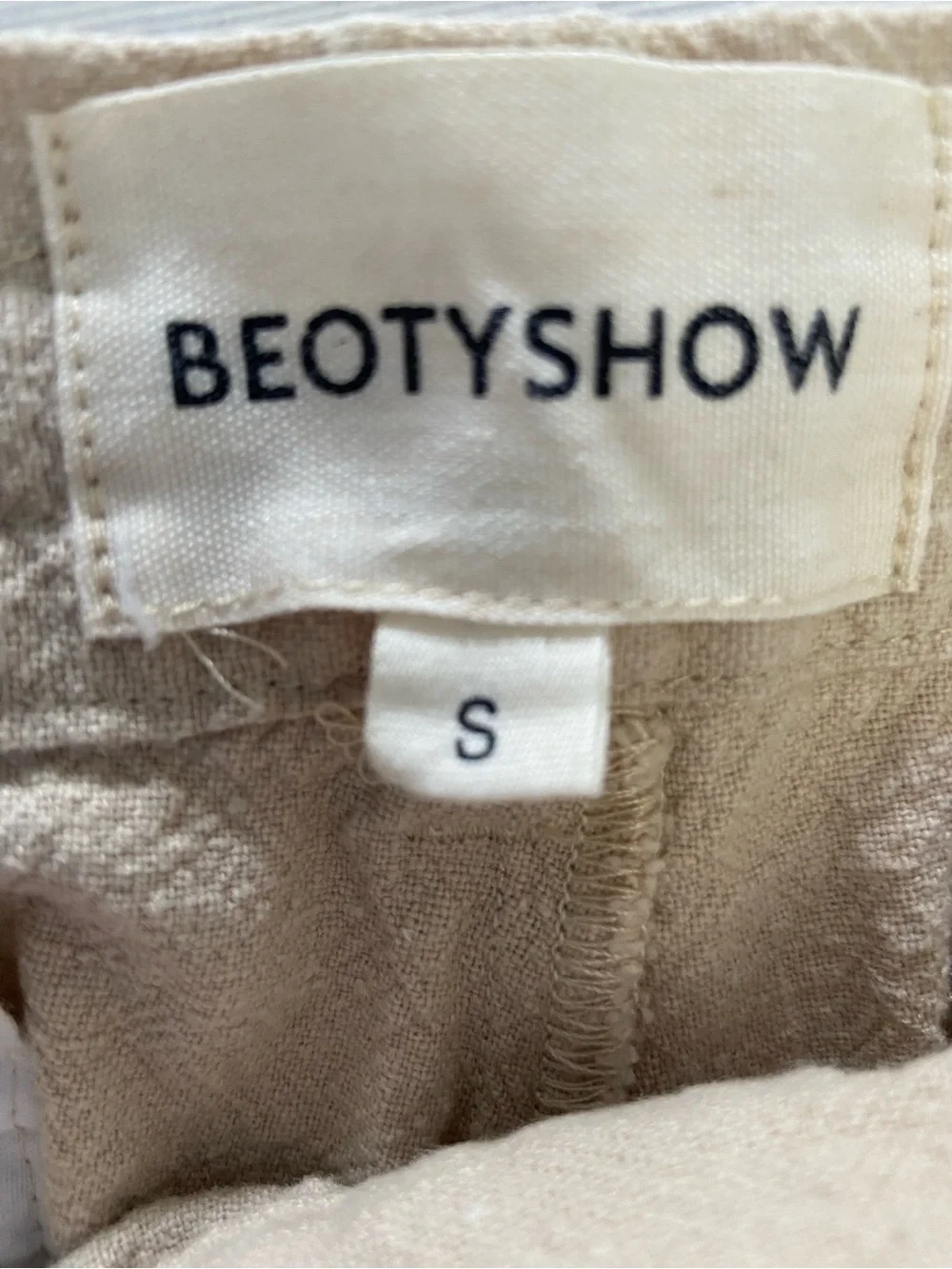 Men’s Beotyshow Beige Drawstring Linen-Blend Pants